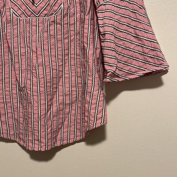 Isaac‎ Mizrahi Live! QVC Striped Split Neck Tunic Women’s Size 6 Pink White - Picture 4 of 7